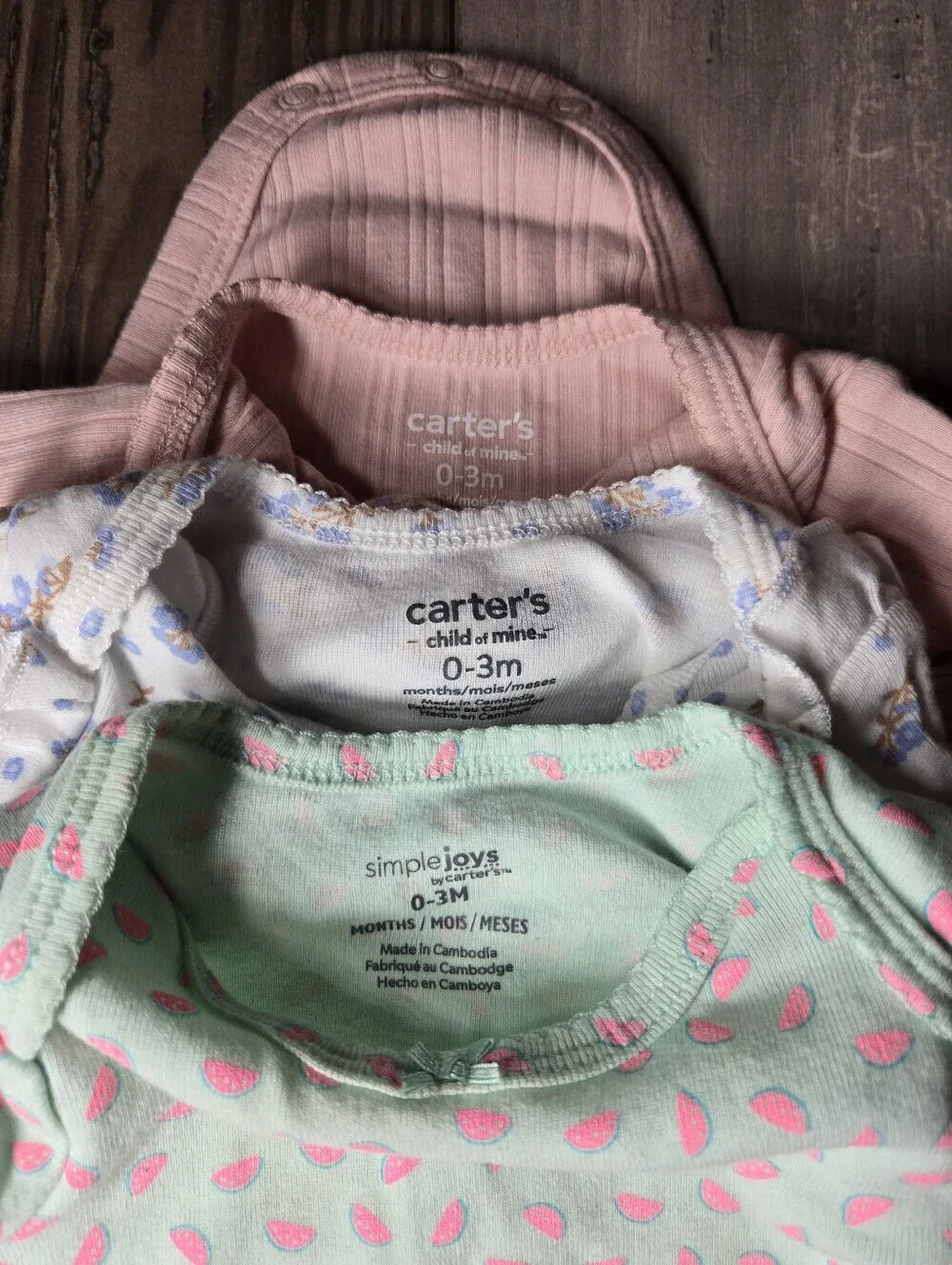 Carter's Baby Girl Assorted One-Piece Bodysuits - Multi Color Pack - Size 0-3m